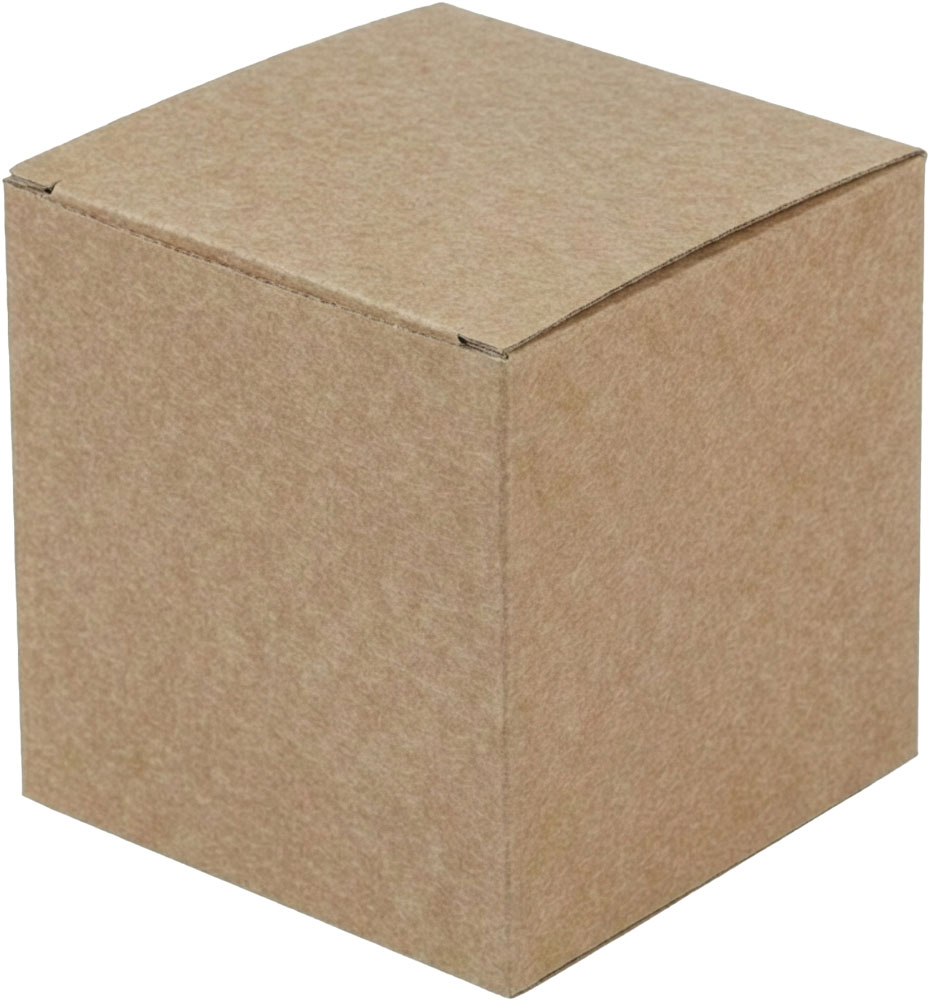 Closed 4 x 4 x 4 Kraft Reverse Tuck Folding Cartons
