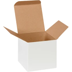 4" x 4" x 4" White Reverse Tuck Folding Cartons