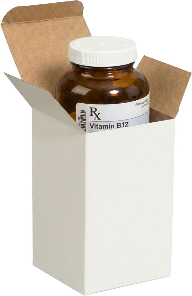 Vitamin Bottle in a White Reverse Tuck Folding Mailers - 4 x 4 x 6