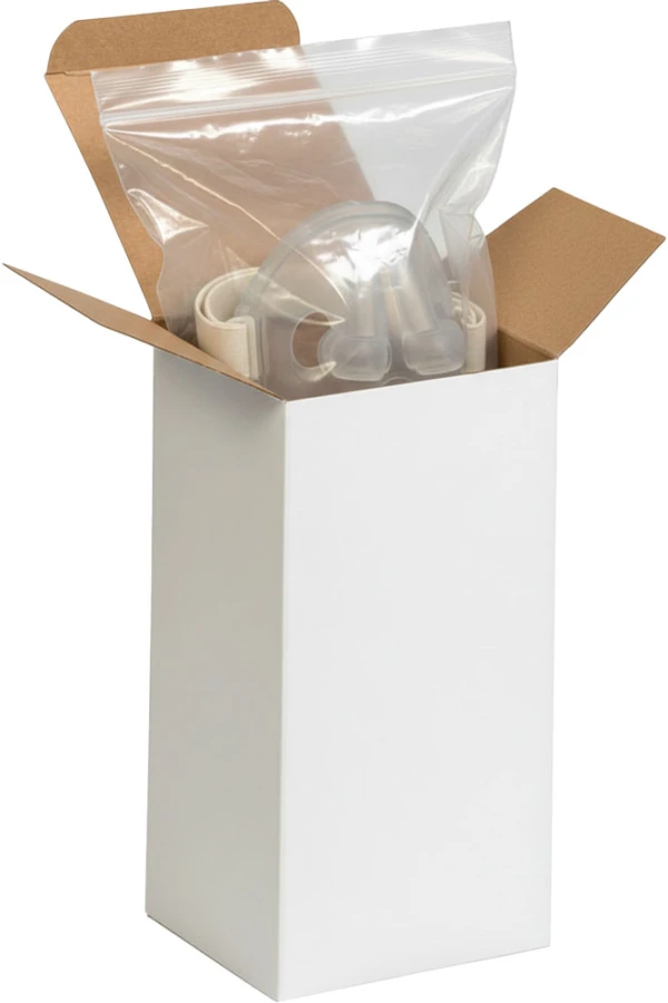CPAP Pillow Cushion in a White Reverse Tuck Folding Carton - 4 x 4 x 8