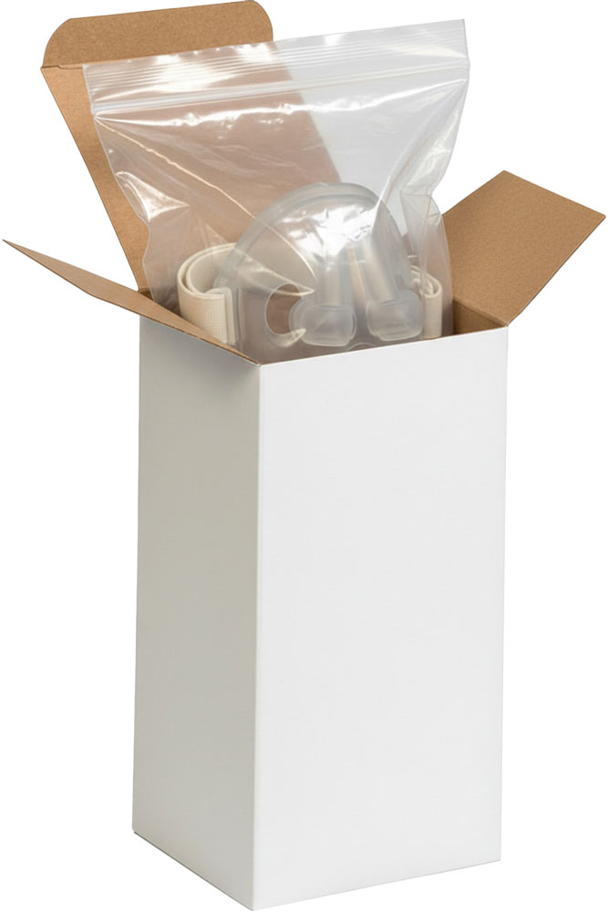 CPAP Pillow Cushion in a White Reverse Tuck Folding Carton - 4 x 4 x 8