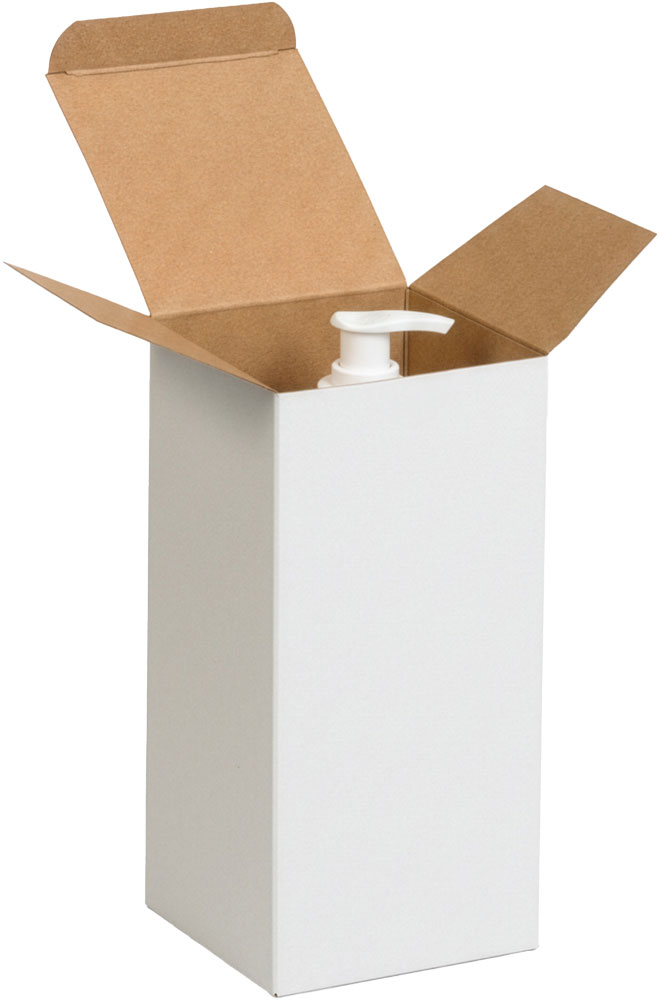 Pump Bottle in a White Reverse Tuck Folding Carton - 4 x 4 x 8
