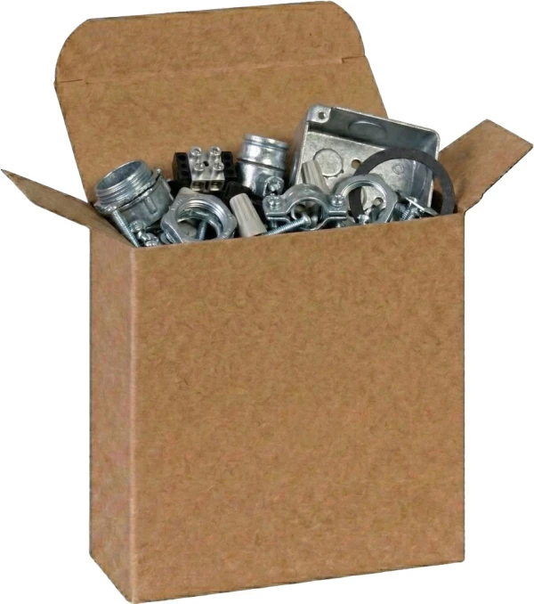 4 1/2 x 1 7/8 x 4 1/2 Kraft Reverse Tuck Folding Carton with Industrial Electrical Components Industrial Electrical Components in a 4 1/2 x 1 7/8 x 4 1/2 Kraft Reverse Tuck Folding Cartons