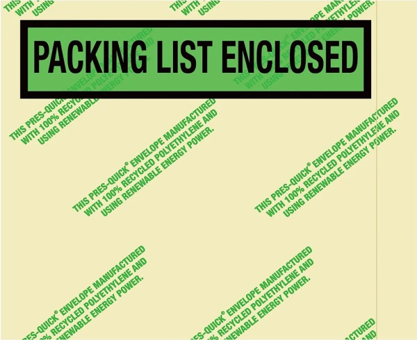 4.5 x 5.5 Environmental Packing List Enclosed Envelopes Green & Black Environmental 4.5 x 5.5 Packing List Enclosed Envelopes
