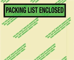 4.5" x 5.5" Green Packing List Envelopes - 100% Recycled