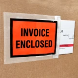 Close up of 4.5 x 5.5 Invoice Enclosed Packing List Full Face Side Loading on Box