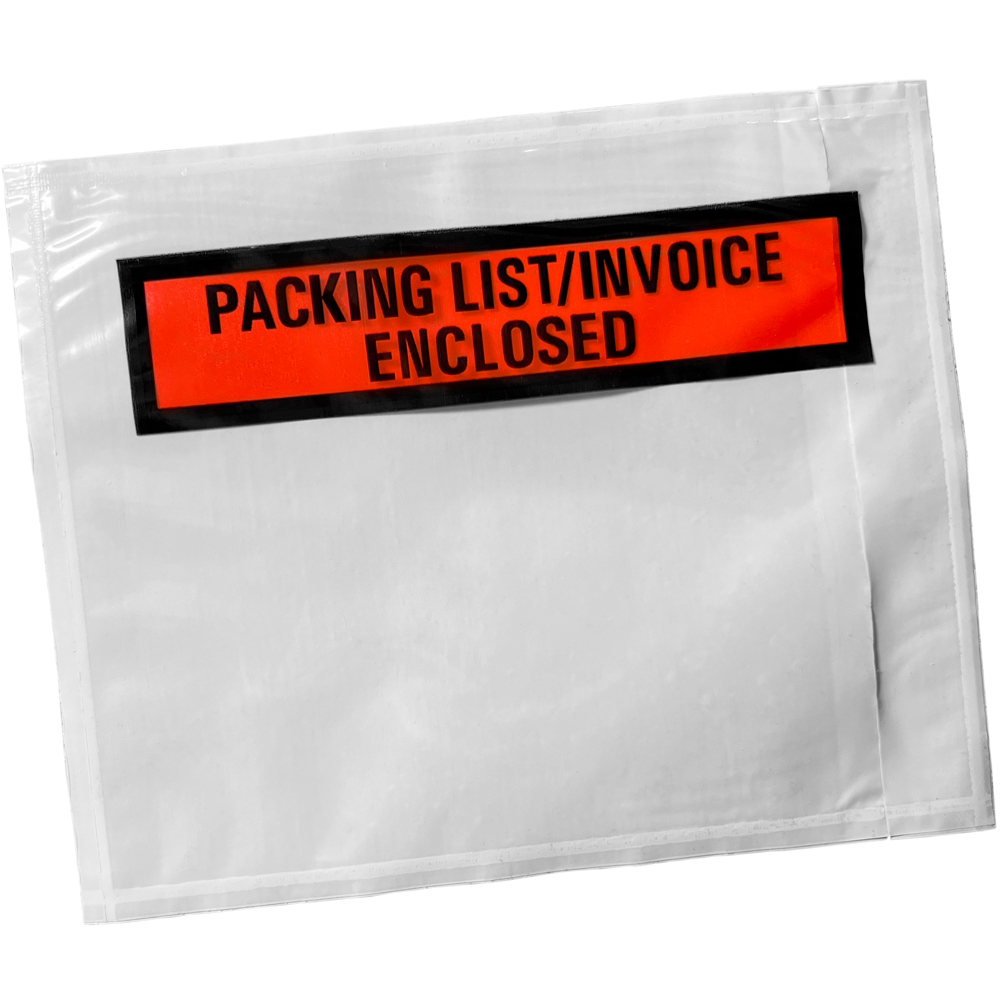 Close up of 4.5 x 5.5 Panel PACKING LIST / INVOICE ENCLOSED Side Load Print on Front