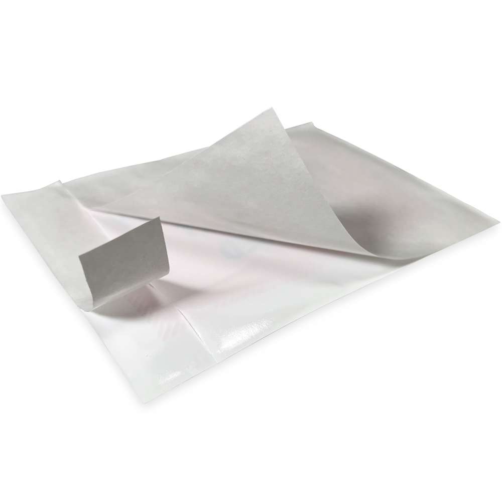 Close up of 4.5 x 6 Packing List Material Safety Data Sheet Enclosed Adhesive Backing