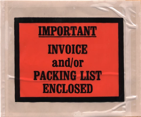 4-1/2 x 5-1/2 Full Face IMPORTANT INVOICE and/or PACKING LIST ENCLOSED Packing List Envelope Back Loading
