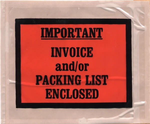 4-1/2 x 5-1/2 Full Face IMPORTANT INVOICE and/or PACKING LIST ENCLOSED Packing List Envelope Back Loading