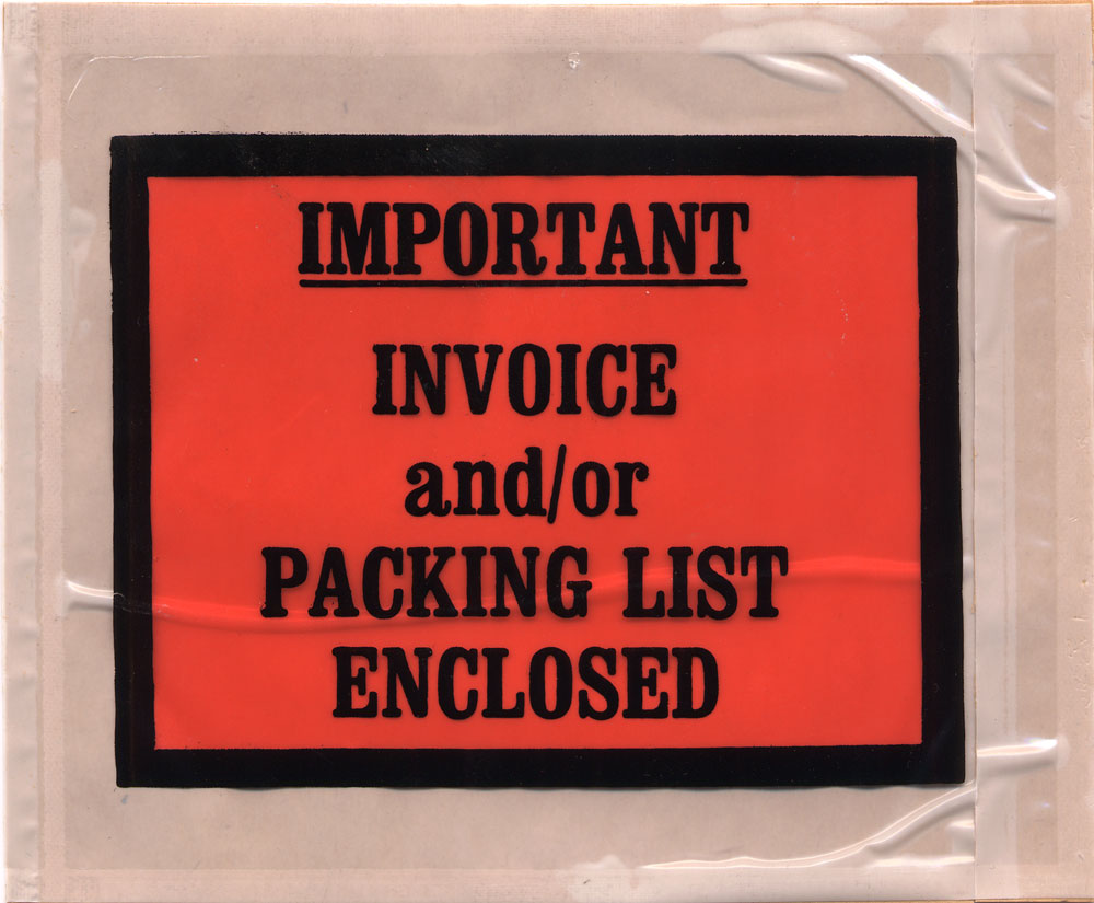 4-1/2 x 5-1/2 Full Face IMPORTANT INVOICE and/or PACKING LIST ENCLOSED Packing List Envelope Back Loading