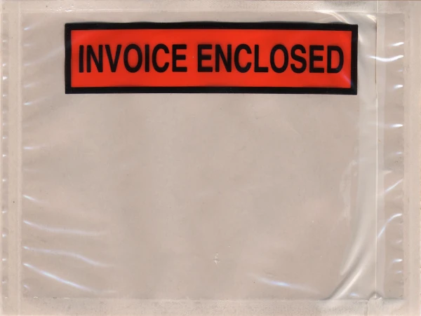 4-1/2 x 6 Packing List Envelope INVOICE ENCLOSED Panel Back Loading