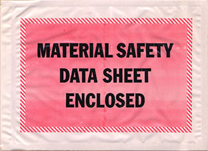 Packing List Envelope Material Safety Data Sheet Enclosed 4.5 x 6 Full Face