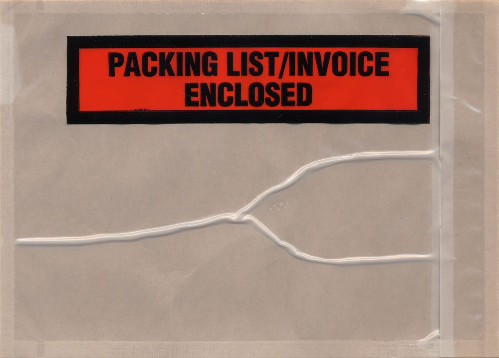 4-1/2x5 1/2 Packing List Envelope Panel Packaging List / Invoice Enclosed Bottom Printed Back Loading