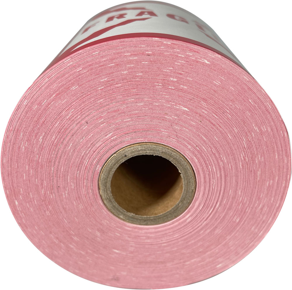 Printed Red and White 4 x 4 FRAGILE Fragile Labels on Roll on Core