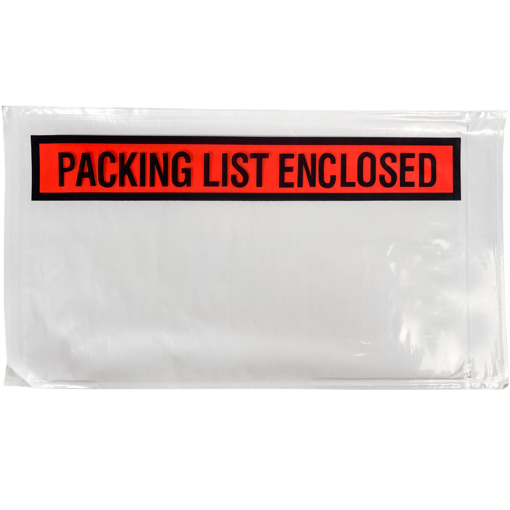 Front of 5 1/2 x 10 Packing List Envelope Packing List Enclosed Side Loading