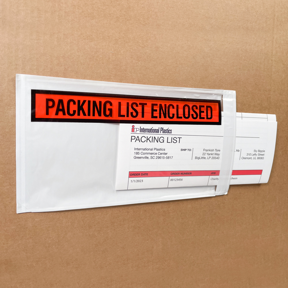 51/2" x 10" Packing List Envelope Panel Packing List Enclosed Side Loading