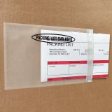 Close up of 5 1/4 x 8 Panel Packing List Enclosed Clear Side Loading on Box