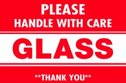 5" x 3" "PLEASE HANDLE WITH CARE GLASS **THANK YOU** Fragile Labels
