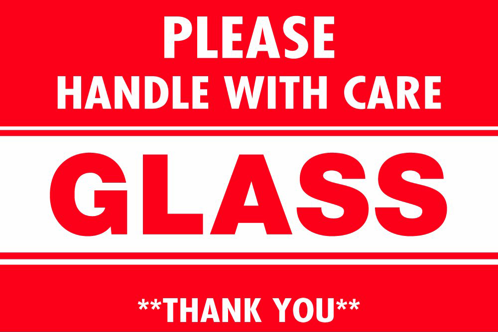 5 x 3 Glass Please Handle with Care Warning Shipping Labels