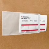 Close up of 5.5 x 10 Clear Packing List - Packing Envelope on Box