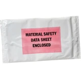 Close up of 5.5 x 10 Material Safety Data Sheet Enclosed Envelope Print on Front