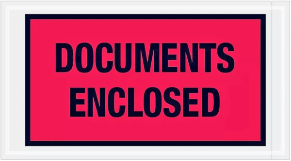5-1/2 x 10 Packing List Envelope DOCUMENTS ENCLOSED Back Loading