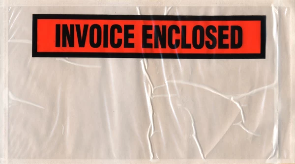 5.5X10 Packing List Envelope INVOICE ENCLOSED Side Loading