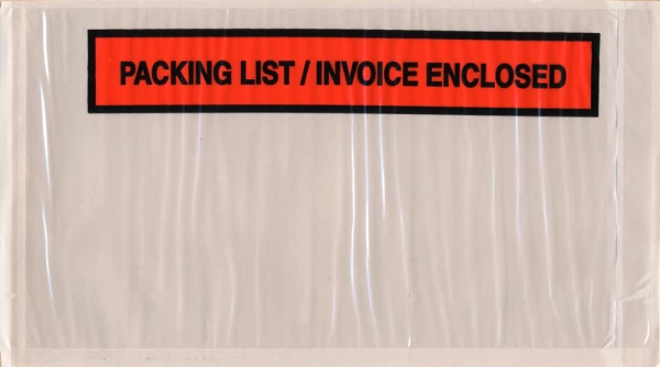 5-1/2 x 10 Packing List / Invoice Enclosed Back Loading Packing List Envelope