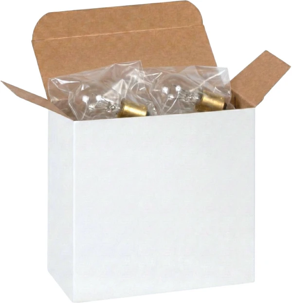 Automotive Turn Indicator Bulbs in a White Reverse Tuck Folding Cartons - 5 5/8 x 2 1/2 x 5 5/8
