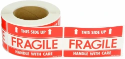 5" x 3" "this side up fragile HANDLE with CARE" Fragile Labels