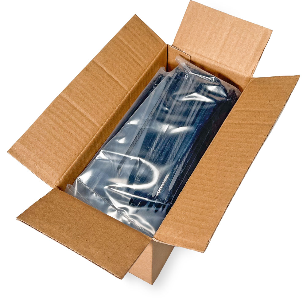Case of 6 inch Nylon Black Zip Ties - 40 pound tensile strength