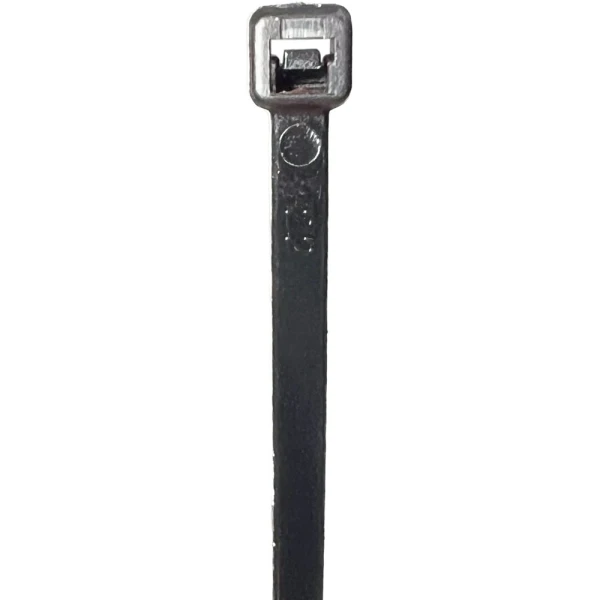 6 inch Black Zip Ties Head Head of 6 inch Nylon Black Zip Ties - 40 pound tensile strength