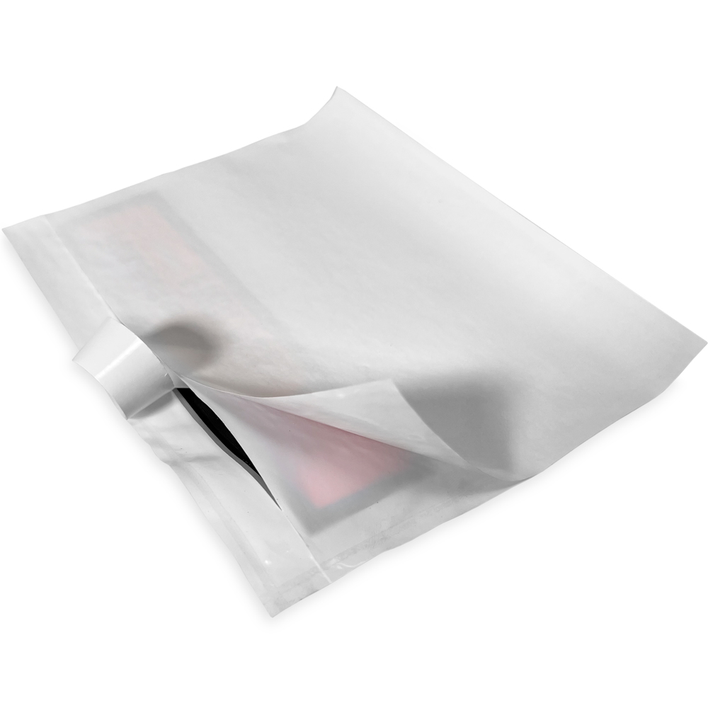 Close up of 7 x 5 1/2 PACKING LIST/INVOICE ENCLOSED Adhesive Backing