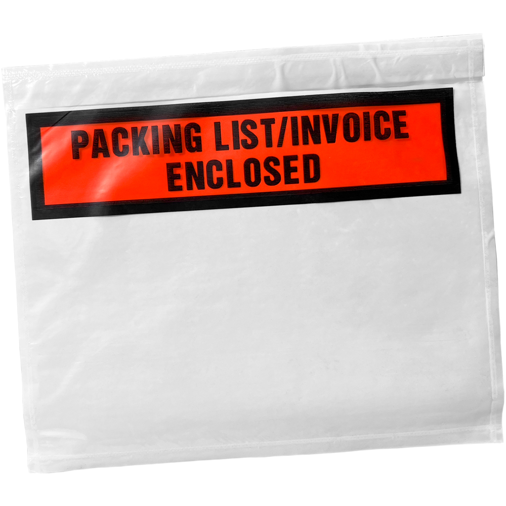 Close up of 7 x 5 1/2 PACKING LIST/INVOICE ENCLOSED Print on Front