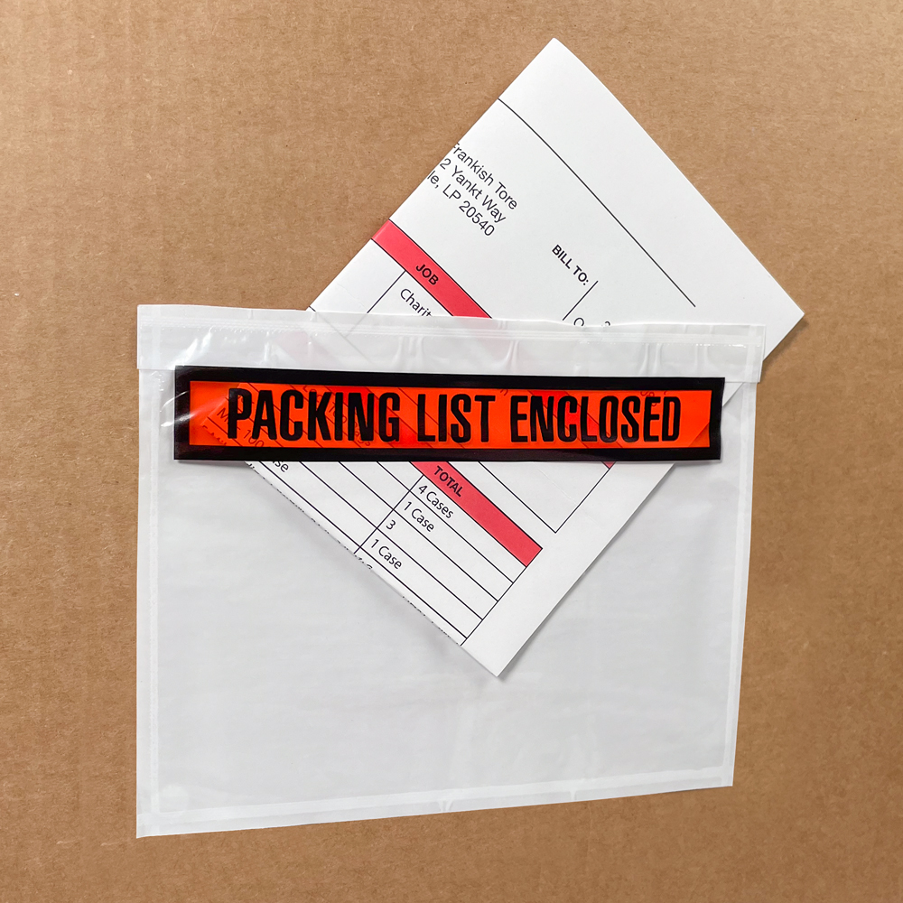 Durapak Supplies Clear Poly Packing List Envelopes – 4.5x5.5, 1000 Pcs, With ‘PACKING LIST ENCLOSED’ Print