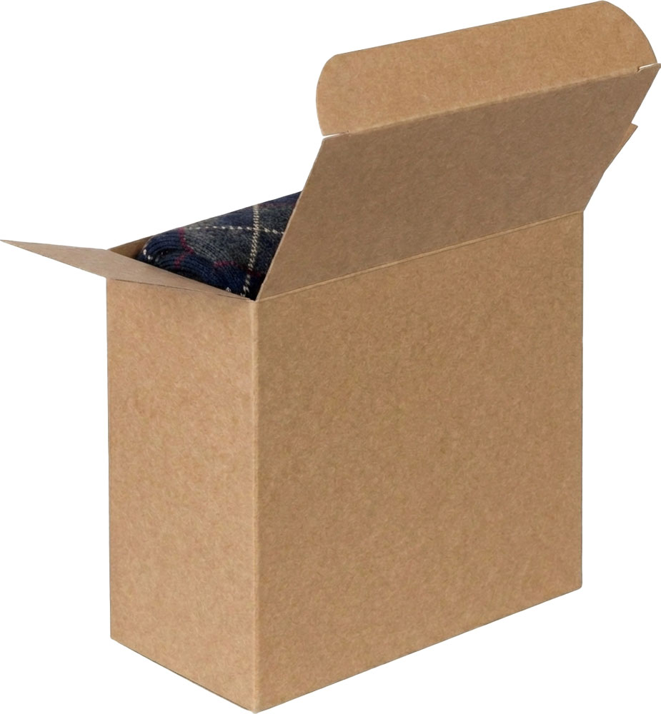Dress Socks in a 7 1/4 x 2 x 7 1/4 Kraft Reverse Tuck Folding Cartons