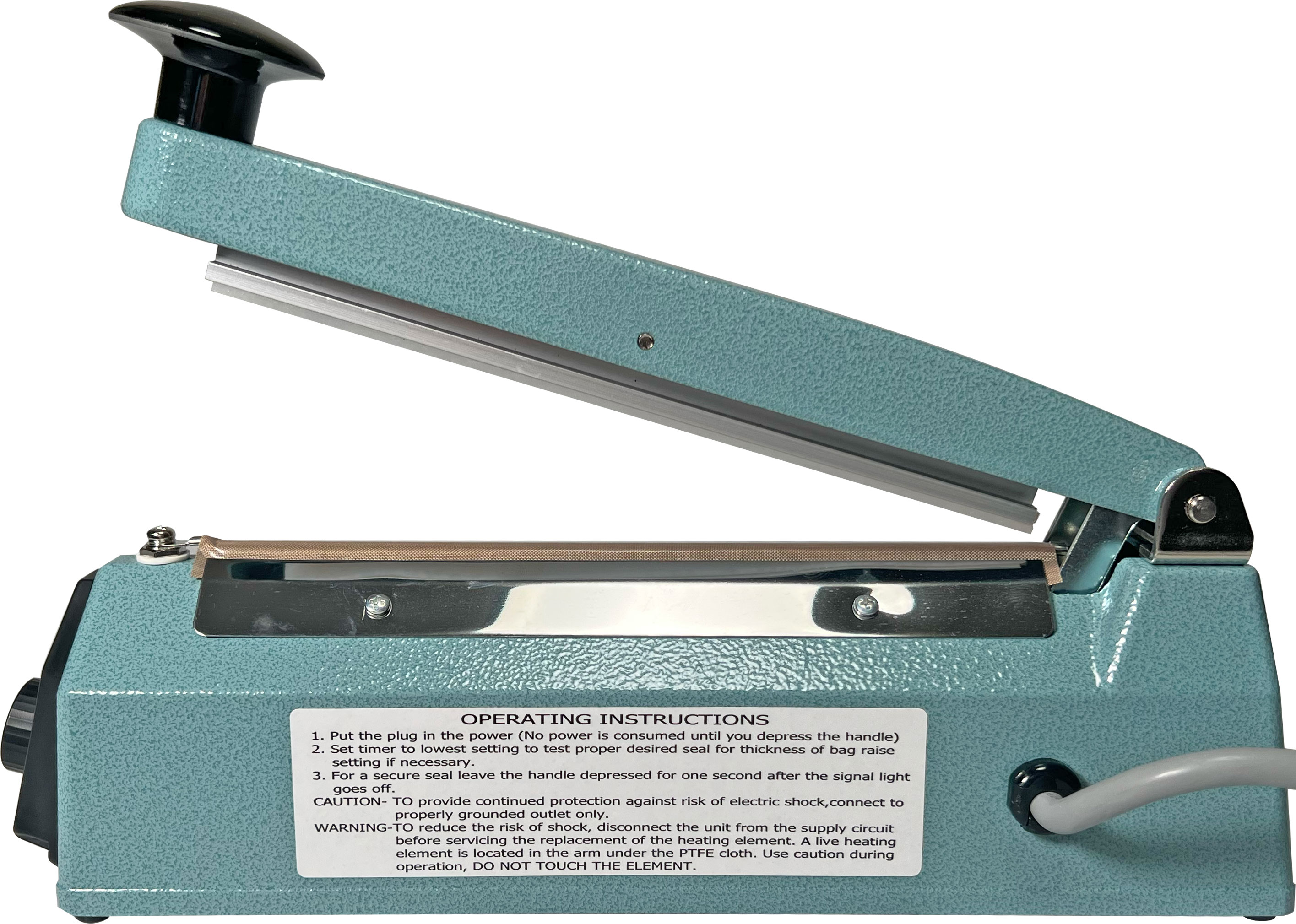 Back of 8 inch Hand Impulse Poly Bag Sealer