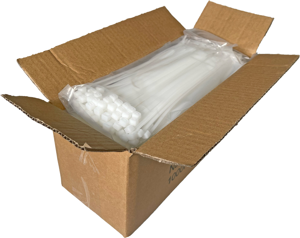 Case of 8 inch Nylon Clear Zip Ties - 50 pound tensile strength