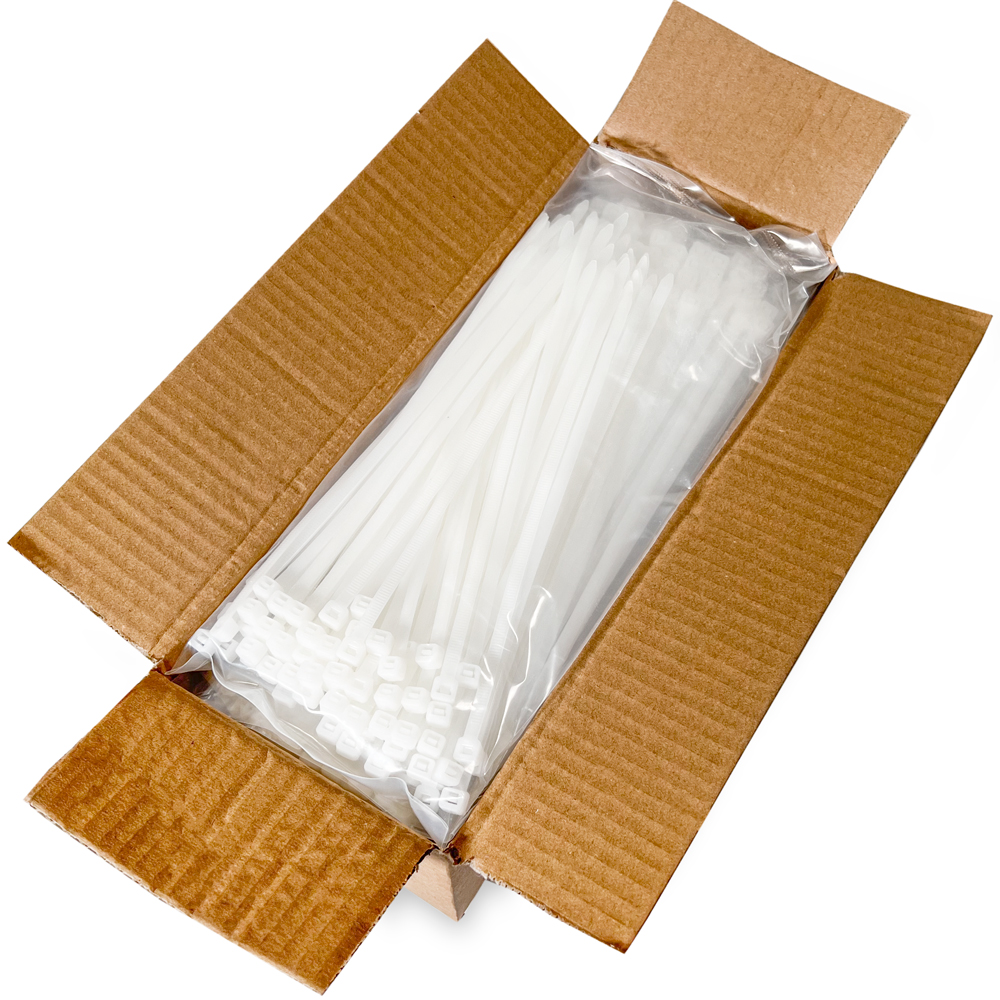 Case of 8 inch Nylon Clear Zip Ties - 50 pound tensile strength