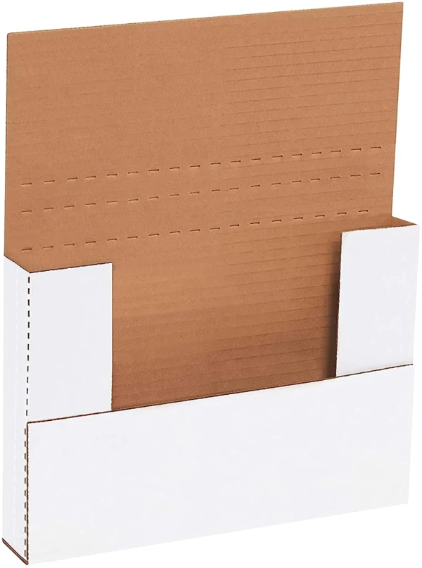 9.625 x 6.625 x 1.25 White Easy-Fold Mailers 9.625" x 6.625" x 1.25" Adjustable Bookfold Mailer Multi Depth 5/8 inch