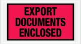 5-1/2 x 10 Packing List Envelope Panel EXPORT DOCUMENT ENCLOSED Side Loading 