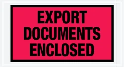 5.5" x 10" Packing List "EXPORT DOCUMENT ENCLOSED" Back Loading