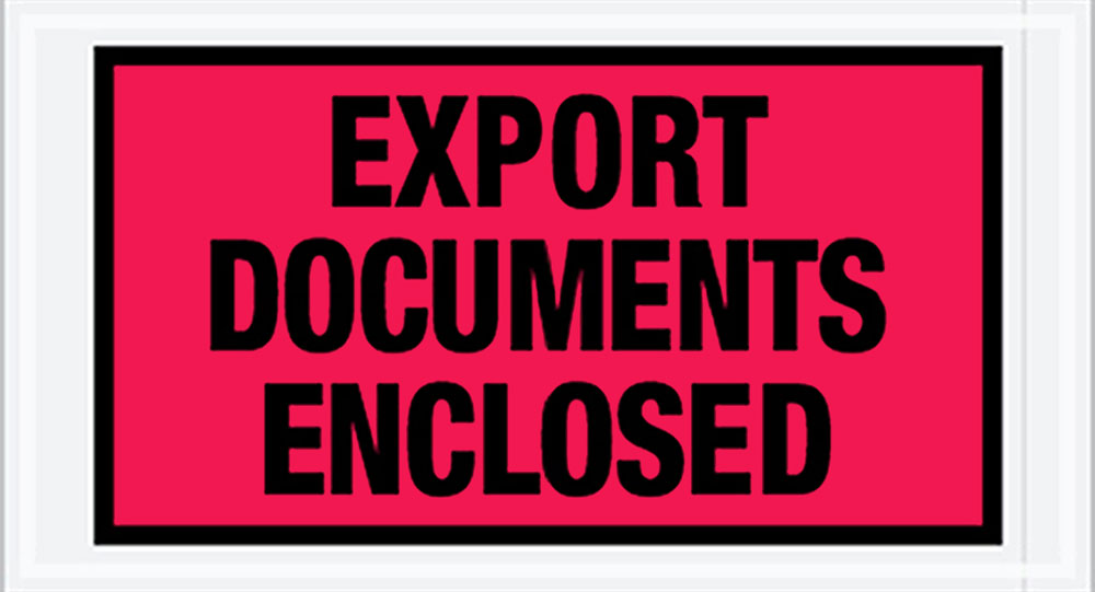 5-1/2 x 10 Packing List Envelope Panel EXPORT DOCUMENT ENCLOSED Side Loading