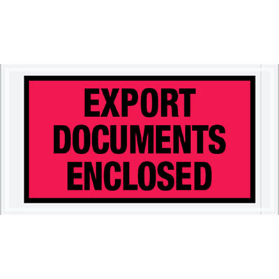 5-1/2 x 10 Packing List Env Panel EXPORT DOCUMENT ENCLOSED Back Loading 