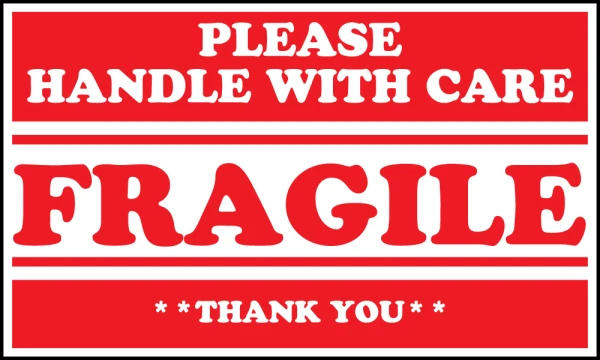 Fragile Please Handle With Care 5x3 Warning Label