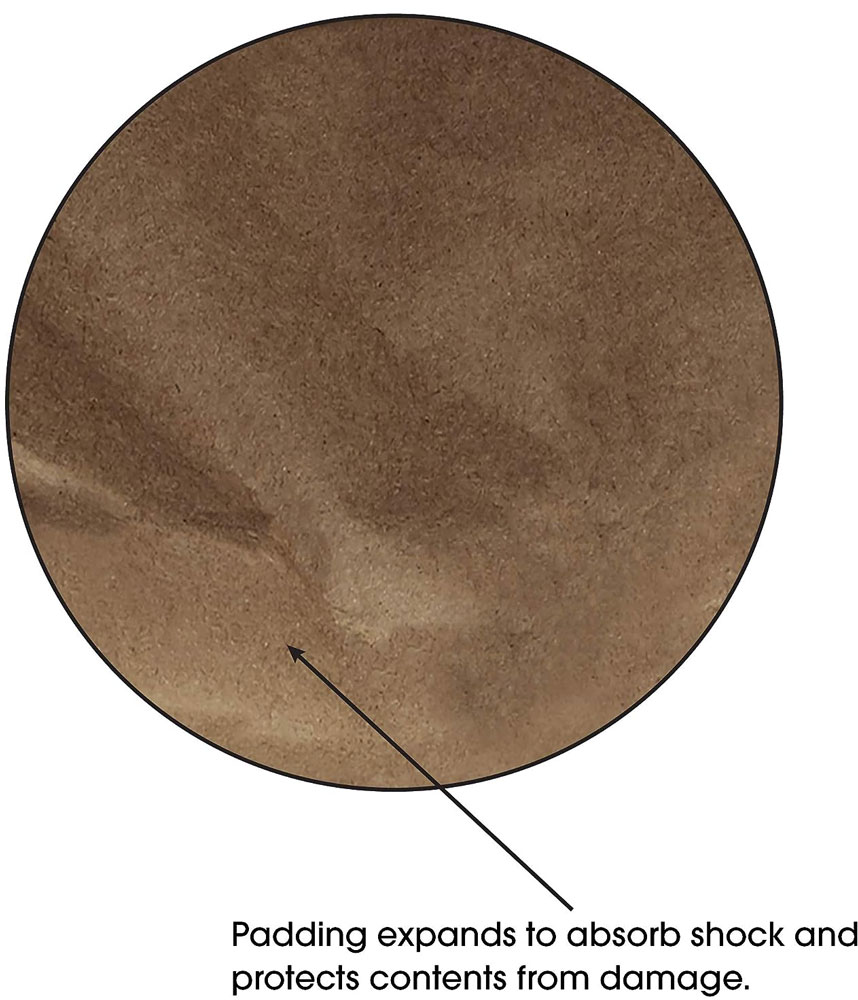 Padding in a Kraft padded envelope Expands to Absorb Shock and Protects Contents from Damage