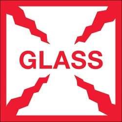 4" x 4" "GLASS" Fragile Labels