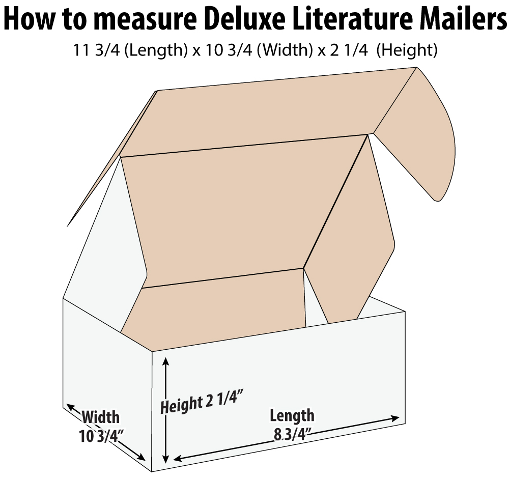 How to measure 11.75 x 10.75 x 2.25  White Cardboard Literature Mailers