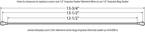 How to measure for a 12 inch Impulse Sealer Element Wires How to measure for 12" Bulk Pack of Element Wires for 12 Inch Impulse Heat Sealers